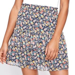Loft floral / navy tiered skirt